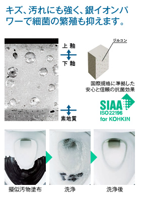 キズ、汚れにも強く、銀イオンパワーで細菌の繁殖も抑えます。